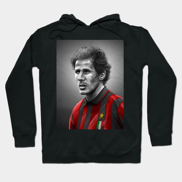 Franco Baresi - AC Milan Serie A Football Artwork Hoodie by barrymasterson